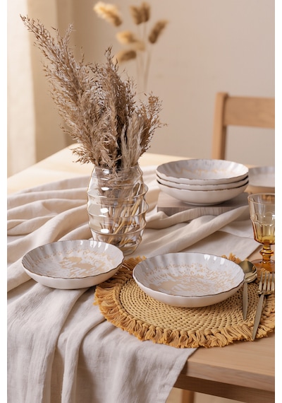 Keramika Vintage Cream Sirius Yemek Tabağı 20 Cm 6 Adet 22146 Krem