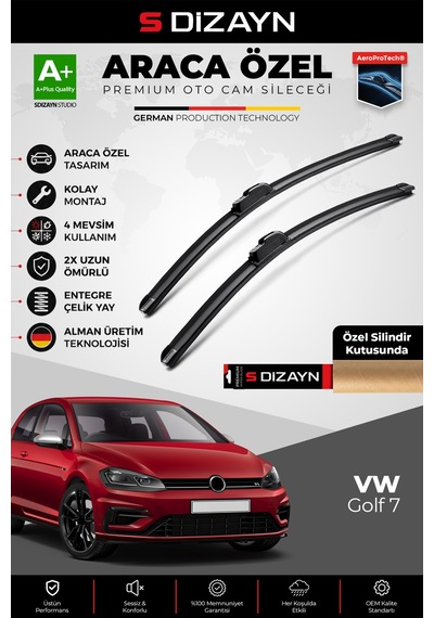 S-dizayn Vw Golf 7 Ön Cam Silecek Seti 2012-2020 Premium Araca Özel 65-45 Cm A+ Kalite