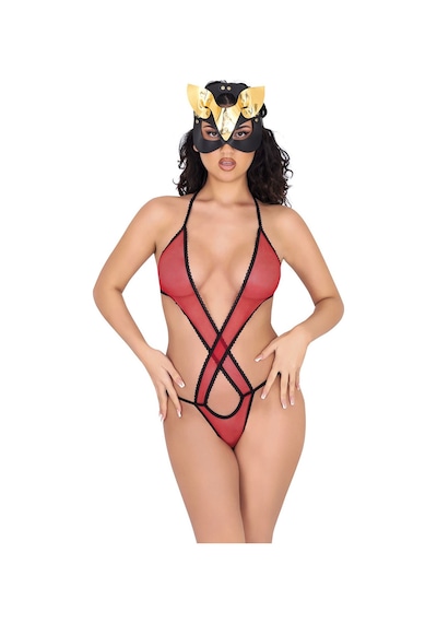 Sistina Kırmızı Lcralı Tül Bodysuit - 935