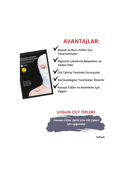 Sudee Whitening And Spots Lightening Facial Mask 30 Ml 5 Ad Lekelerini Açmak İçin Kumaş Maske