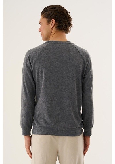 Alexander Gardi Bisiklet Yaka Basic Sweatshirt Gri