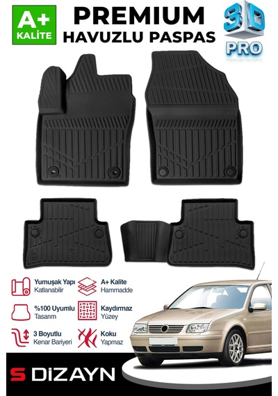 S-dizayn Vw Bora 3d Pro Havuzlu Paspas 1999-2006 A+ Kalite