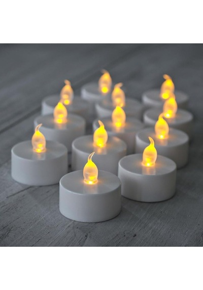 Pilli Led Tealight Mum Sıcak Sarı Renk Dekorasyon Süsleme Düğün Kına Organizasyon 24 Diğer