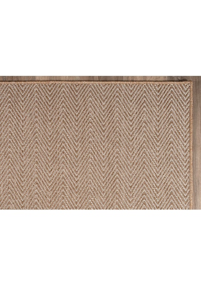 Srz-0503 Jüt Tabanlı Hasır Dokuma Örme Bohem Antialerjik Halı Kilim Balık Sırtı Kahverengi - Krem