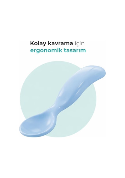 Mamajoo Ergonomik Beslenme Kaşık & Çatal Seti Mavi, 6 Ay+ İkili