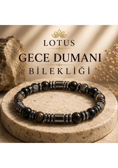 Gece Dumanı Bilekliği Siyah Akik, Dumanlı Akik & Hematit Duman
