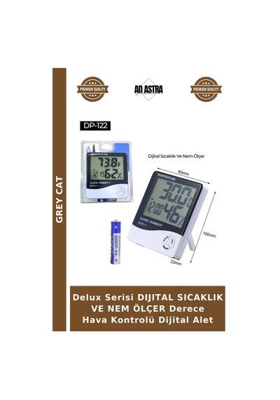 Delux Serisi Dıjıtal Sıcaklık Ve Nem Ölçer Derece Hava Kontrolü Dijital Alet
