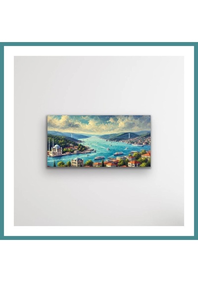 Trendexa İstanbul Boğaz Manzarası Kanvas Tablo 60x120cm Mac Çok Renkli
