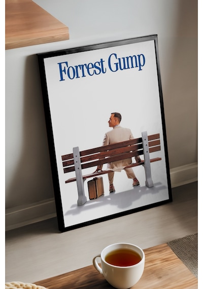 Forrest Gump Siyah Ahşap Çerçeveli Poster, Dekoratif Film Duvar Tablosu