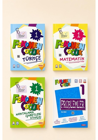 Fenomen Çocuk 1. Sınıf Türkçe Matematik Problemler Noktalama İşaretleri 4'lü Eğitim Seti