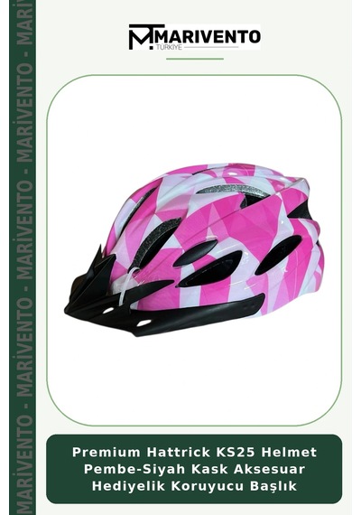 Premium Hattrick Ks25 Helmet Pembe-siyah Kask Aksesuar Hediyelik Koruyucu Başlık Pembe - Siyah
