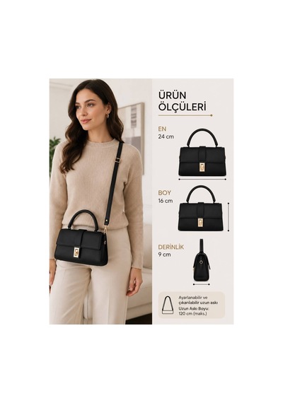 Moda Çınar Siyah Ev Ve Kol Çantası Çantası Siyah