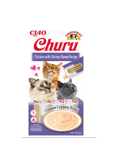 Ciao Churu Cream Tavuklu ve Karidesli Kedi Ödül Kreması 3'lü 4 x 14 G