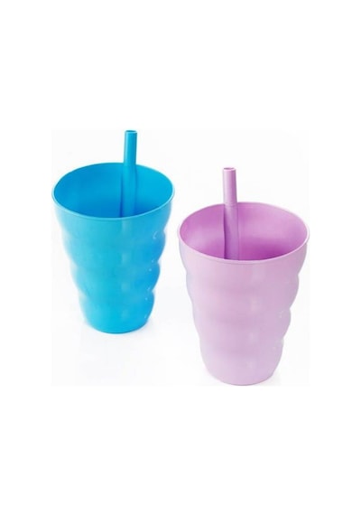 Nefnefhome Lux 2Lı Funny Pipetli Bardak Çok Renkli