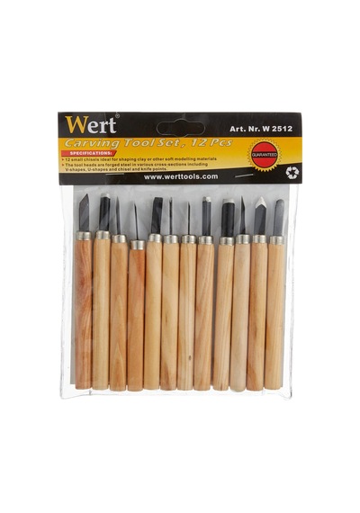 Wert W 2512, Ahşap Oyma Bıçak Seti 12 Parça, Siyah
