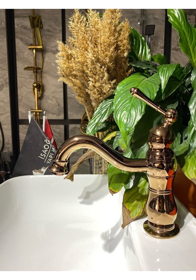 İsaoğlu Yapı Bakır Lavabo Bataryası Bronz Lavabo Musluğu Country Design Rose Bakır Banyo Bataryası Rose Gold