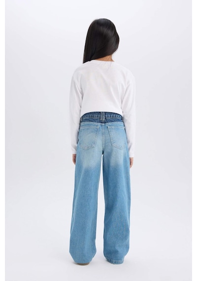 DeFacto Kız Çocuk Wide Leg Geniş Paça Jean Pantolon D9157A825SPNM28 Mavi DeFacto Kız Çocuk Wide Leg Geniş Paça Jean Pantolon D9157A825SPNM28 Mavi
