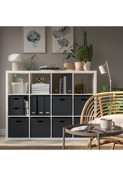 Ikea Fjäderharv Kapaklı Kutu, Antrasit, 32x35x31 Cm