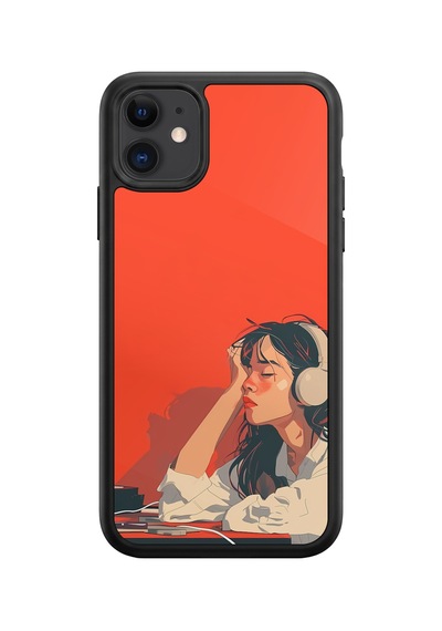 İphone 11 Uyumlu Kulaklık Desenli Kamera Korumalı Darbelere Dayanıklı Kılıf 1214-kulaklık-iphone11