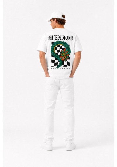 Bayloranzzo Mexico %100 Pamuk Heavy Cotton Premium Kalite Erkek Tişört Beyaz