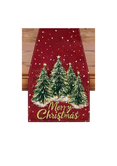 Yılbaşı Konseptli Runner Yılbaşı Dekorasyon Masa Örtüsü Noel Merry Christmas Kırmızı Örtü Kırmızı - 807138394 Kırmızı
