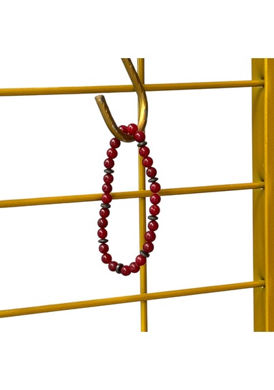 Kırmızı Sanat Evi Mini Akik Bordo Sıralı Doğal Taş Bileklik