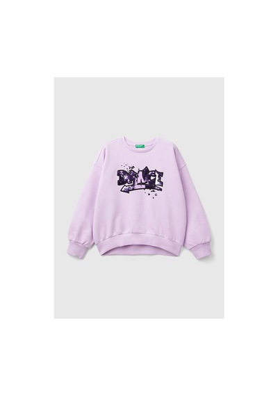 Mayoral United Colors Of Benetton Kız Çocuk Siyah Önü Pullu Baskı Detaylı Bisiklet Yaka Sweatshirt LİLA Mayoral United Colors Of Benetton Kız Çocuk Siyah Önü Pullu Baskı Detaylı Bisiklet Yaka Sweatshirt LİLA
