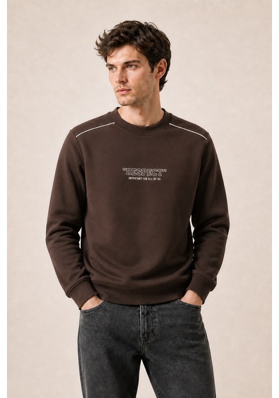 Redline Respect Bisiklet Yaka Regular Fit Kışlık Sweatshirt Kahve
