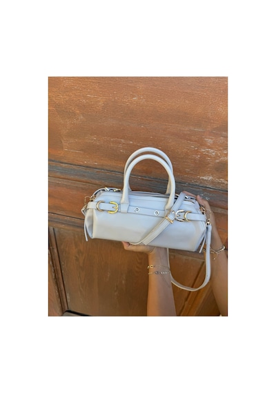 Just Polo Kadın Gold Detaylı Silindir Tasarım El Ve Omuz Çantası Shoulder Bag Ebat : 27 X 13 Cm Gri