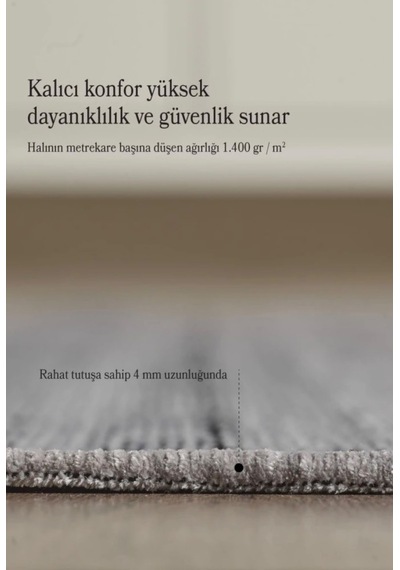Bohem Tarz Dekoratif Pamuk Taban Şönil Kilim Gri Renk Halı