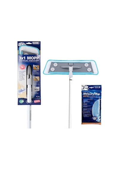 Perla Smart Mikrofiber Bezli Metal Sopalı Mop Temizlik Seti