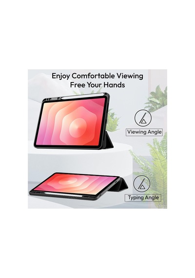Samsung Galaxy Tab S11 Ultra Sm-x930 14.6 İnç Kılıf Kalem Bölmeli Standlı Silikon Smart Cover Kapaklı Kılıf