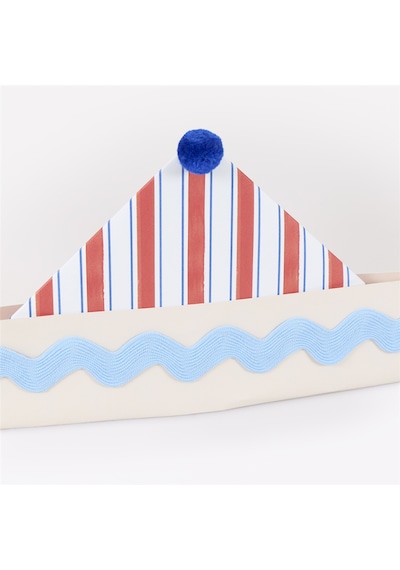 Meri Meri - Sailor Party Hats - Denizci Parti Şapkaları - 8 Adet Çok Renkli