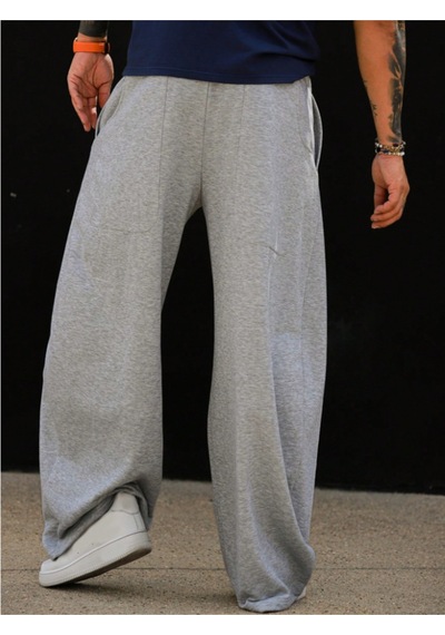 Tarz Cool Erkek Oversize Eşofman Altı Bağcıklı Rahat Kalıp Günlük Basic Jogger Pantolon Gri