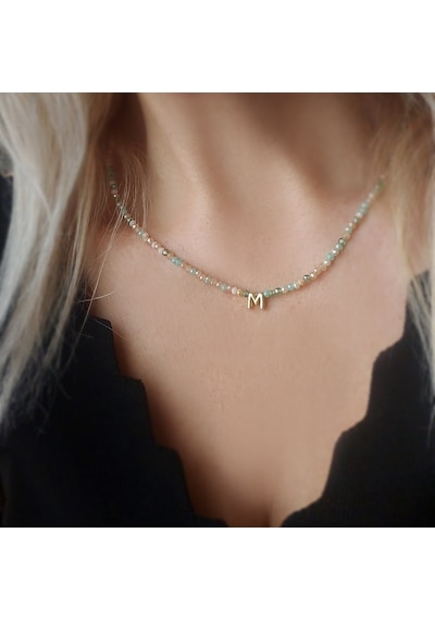 Vaoov 925 Ayar Gümüş Pastel Renkli Kristal Taşlı Harf Kolye
