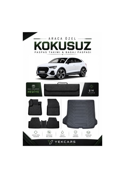 Audi Q3 2022 Model Aracınıza Özel 4d Karbonlu Kauçuk Paspas Takımı Ve Bagaj Havuzu