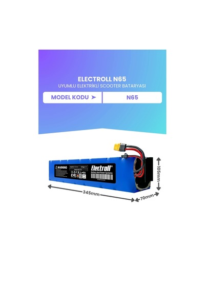 Electroll N65 Uyumlu Batarya Eko Kapasite 48v 9.600mah Elektrikli Scooter Bataryası Diğer
