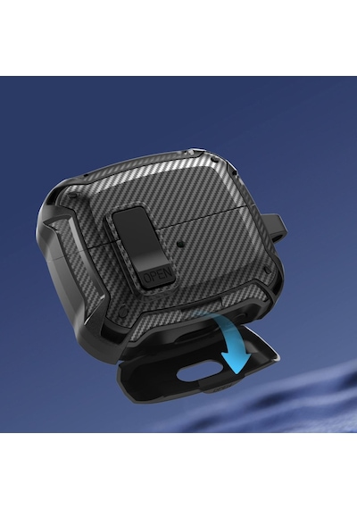 Samsung Galaxy Buds 3 Fe / Buds 3 Pro / Buds 3 İle Uyumlu Kılıf Kilitli Açma Kapama Koruyucu Kapak Siyah