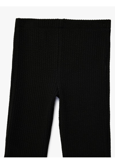 Koton Ribanalı Beli Lastikli İspanyol Paça Pantolon Siyah 6skg40055ak Siyah