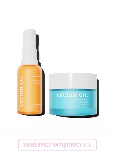 Cream Co. Cloud Moisturizer Yatıştırıcı Onarıcı Bariyer Güçlendirici Su Bazlı Nemlendirici Yüz Kremi 50 ML + Sos Serum 30 ML