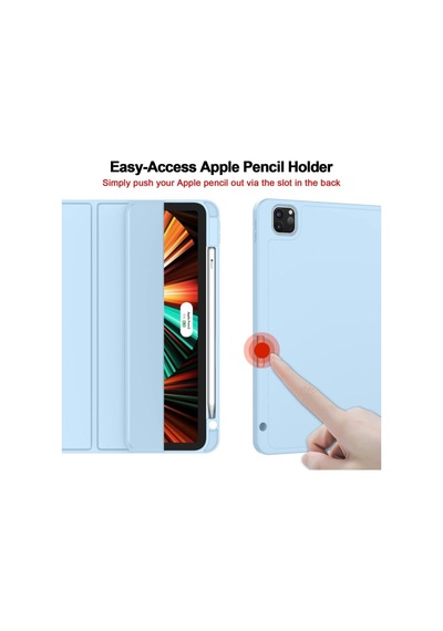 Apple Uyumlu iPad, Pro 12.9 5. Nesil 2021 Kılıf Kalem Bölmeli Smart Case