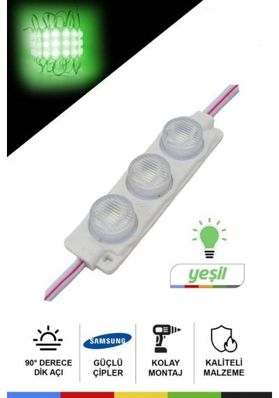 Dc 12v 3w Yeşil Modül Parmak Led Su Geçirmez Tabela Aydınlatma Dekoratif Led Modül 5 Adet