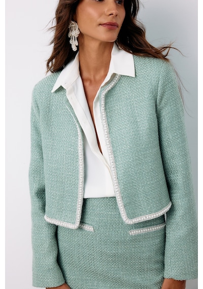 Sateen Aksesuar Detaylı Tüvit Ceket - Mint-135141 Mint