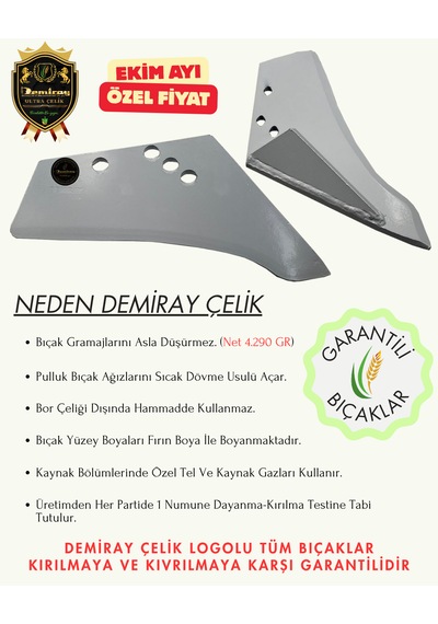 Demiray Çelik 8-9 Numara Pulluk Bıçağı - Alpler Model Uyumlu