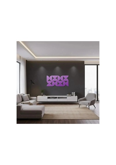 Minimalist Ritim Dekoratif Geometrik Desenli Metal Duvar Tablosu - Metal Duvar Sanatı - Mavi - 30 X 15 Cm
