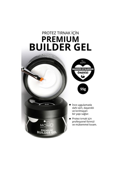 Momo Professional Premium Builder Gel Protez Tırnak Jeli No.02 Beyaz 55 gr