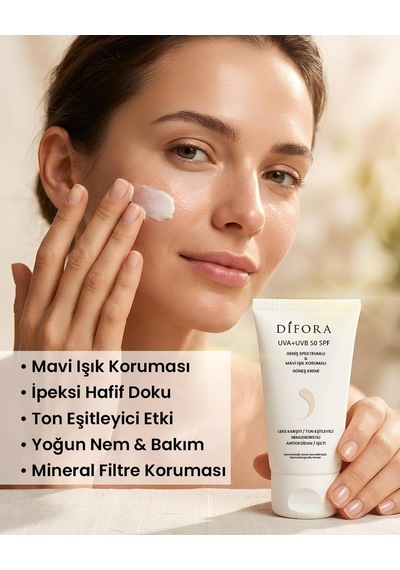 Spf50+ Leke Karşıtı Aydınlatıcı Ton Eşitleyici Nemlendirici Mineral Filtreli Renkli Güneş Kremi 50ml