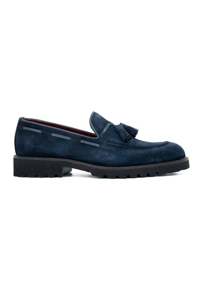 Tuna Hakiki Süet Deri Eva Taban Loafer Model Erkek Ayakkabı - 1641 Lacivert