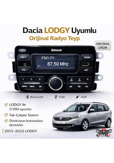 Dacia Lodgy Uyumlu  Radyo Teyp Cd Siz Yeni Versiyon Beyaz Ekranlı 280218771r