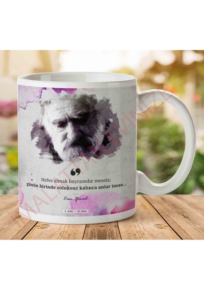 A2614 Can Yücel Nefes Almak Bayramdır İki Tarafı Baskılı Kupa Bardak.jpg Çok Renkli